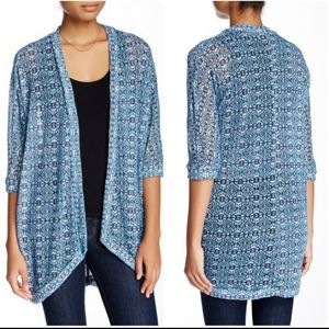 Painted Threads Sweater Blue Elizabeth 3/4 Sleeve Open Front Cardigan